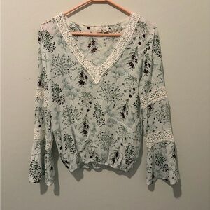 Melrose and Market Floral Bell Sleeve Top